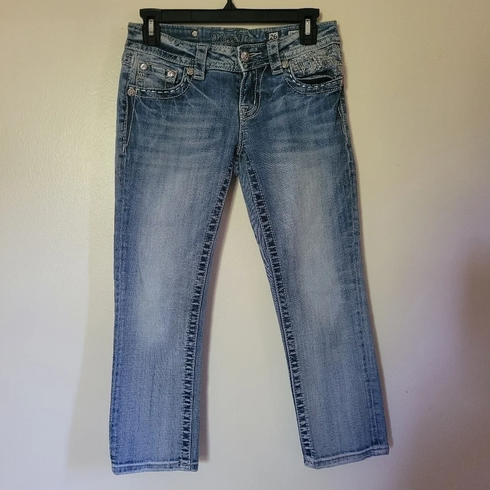 Miss Me JE8131C Embellished Signature Cropped Skinny Jeans Size 26